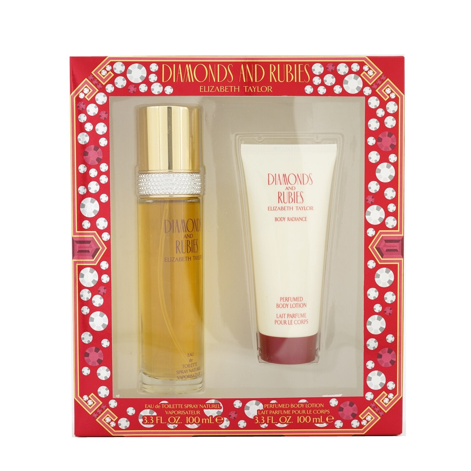 Elizabeth Taylor Diamonds & Rubies Coffret: Eau De Toilette Spray 100ml/3.3oz + Perfumed Body Lotion 100ml/3.3oz  2pcs