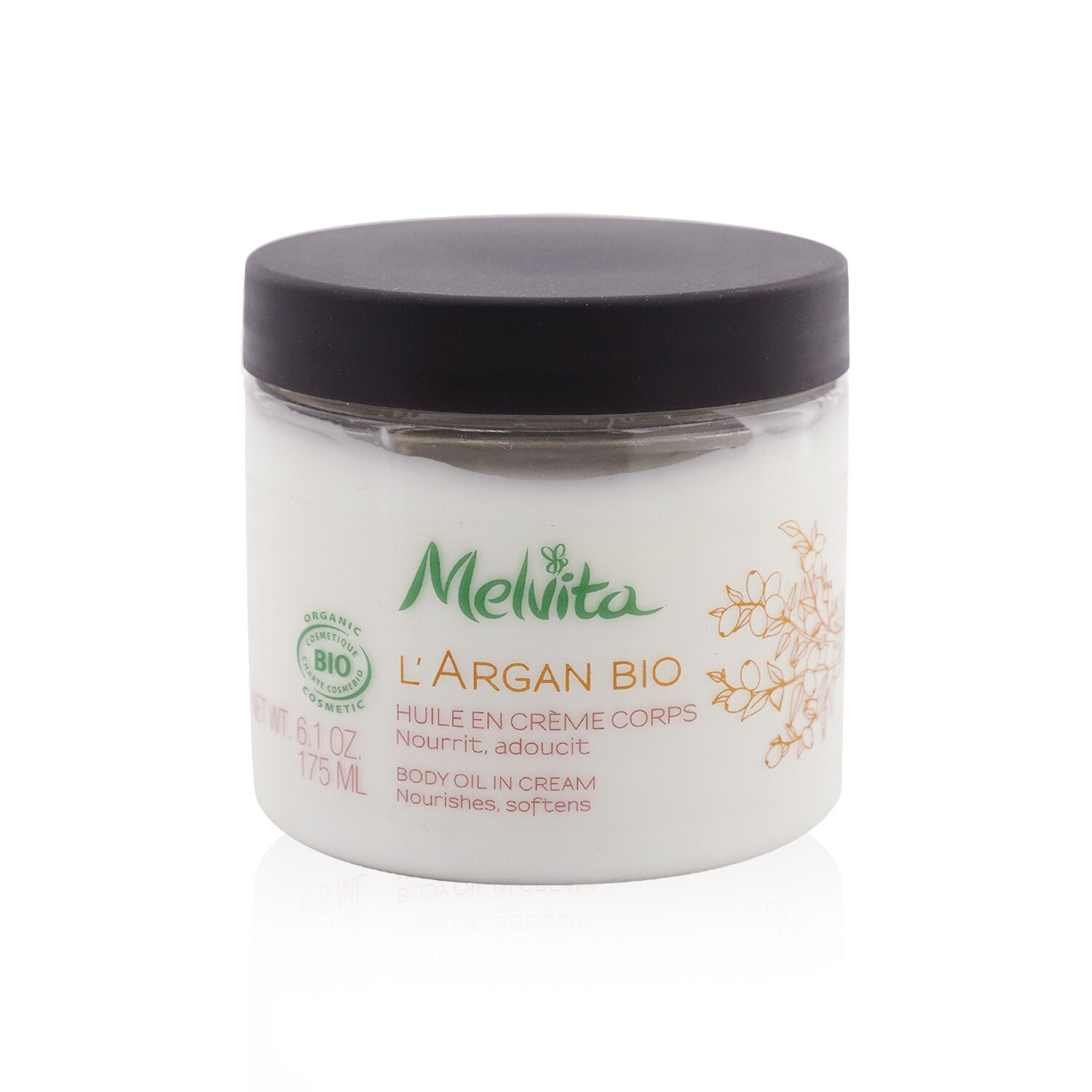 Melvita L'Argan Bio Body Oil In Cream - Nourishes & Softens  175ml/6.1oz