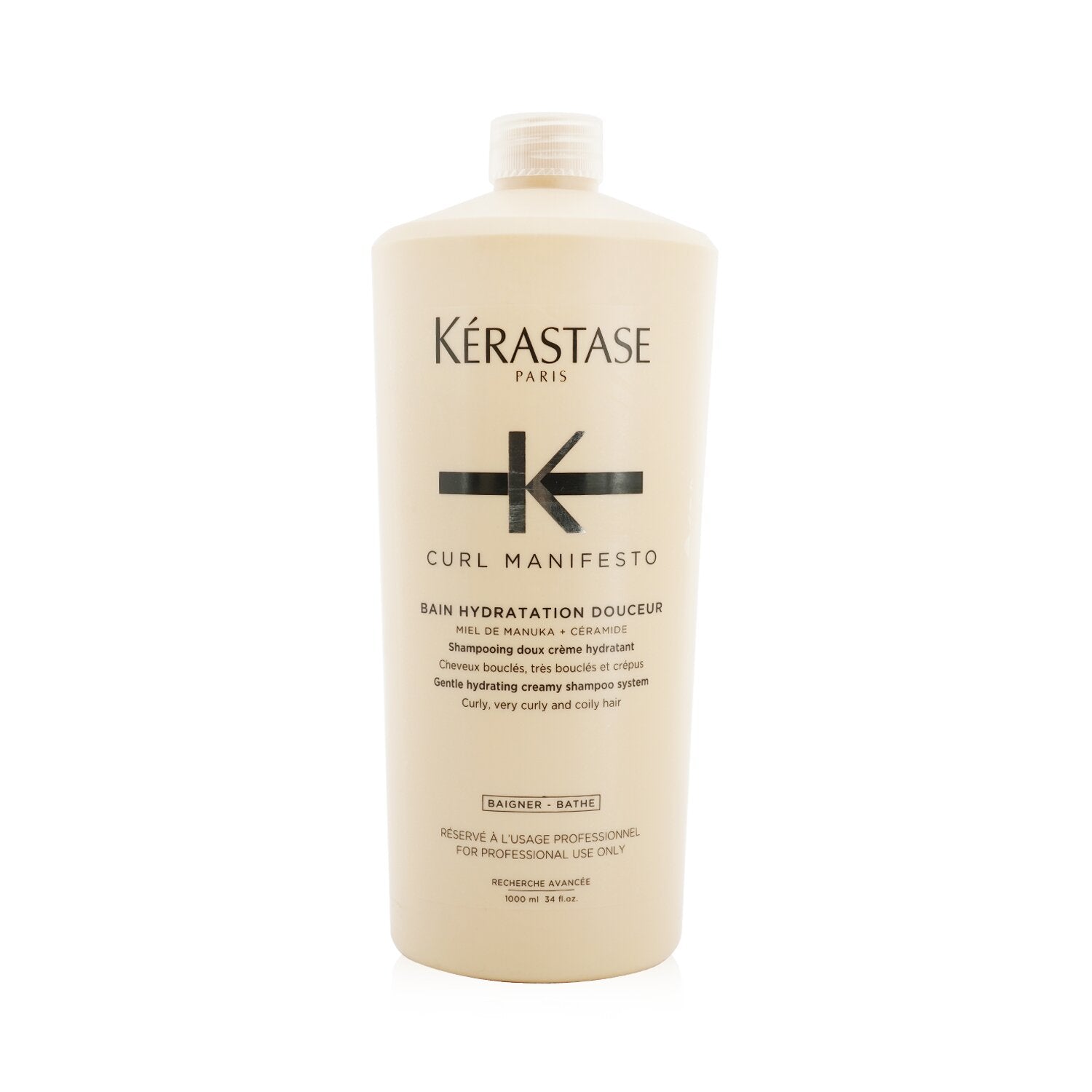 Kerastase Curl Manifesto Bain Hydratation Douceur Shampoo Gentle Creamy Shampoo - For Curly, Very Curly & Coily Hair (Salon Size)  1000ml/34oz