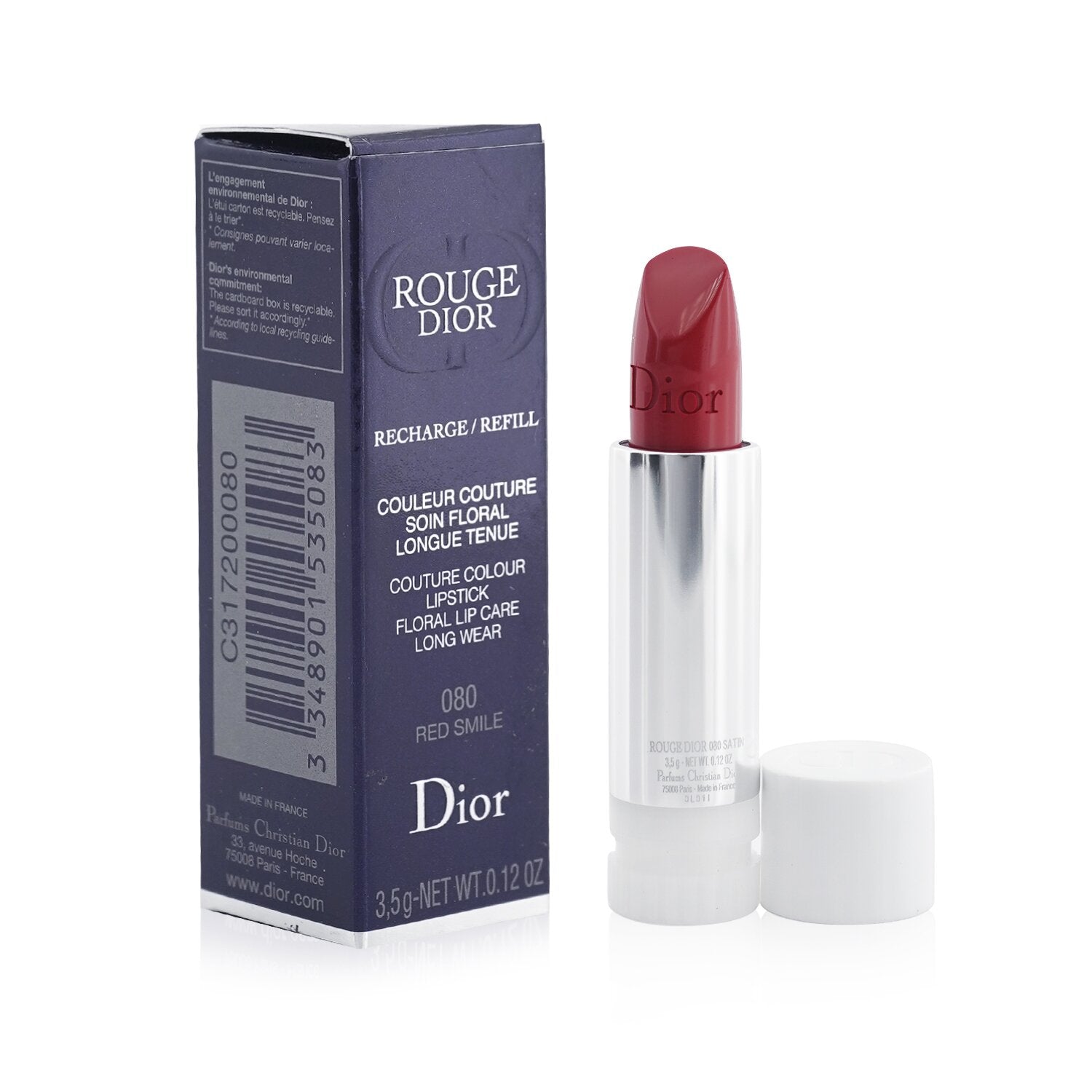 Christian Dior Rouge Dior Couture Colour Refillable Lipstick Refill - # 525 Cherie (Metallic) (Box Slightly Damaged)  3.5g/0.12oz