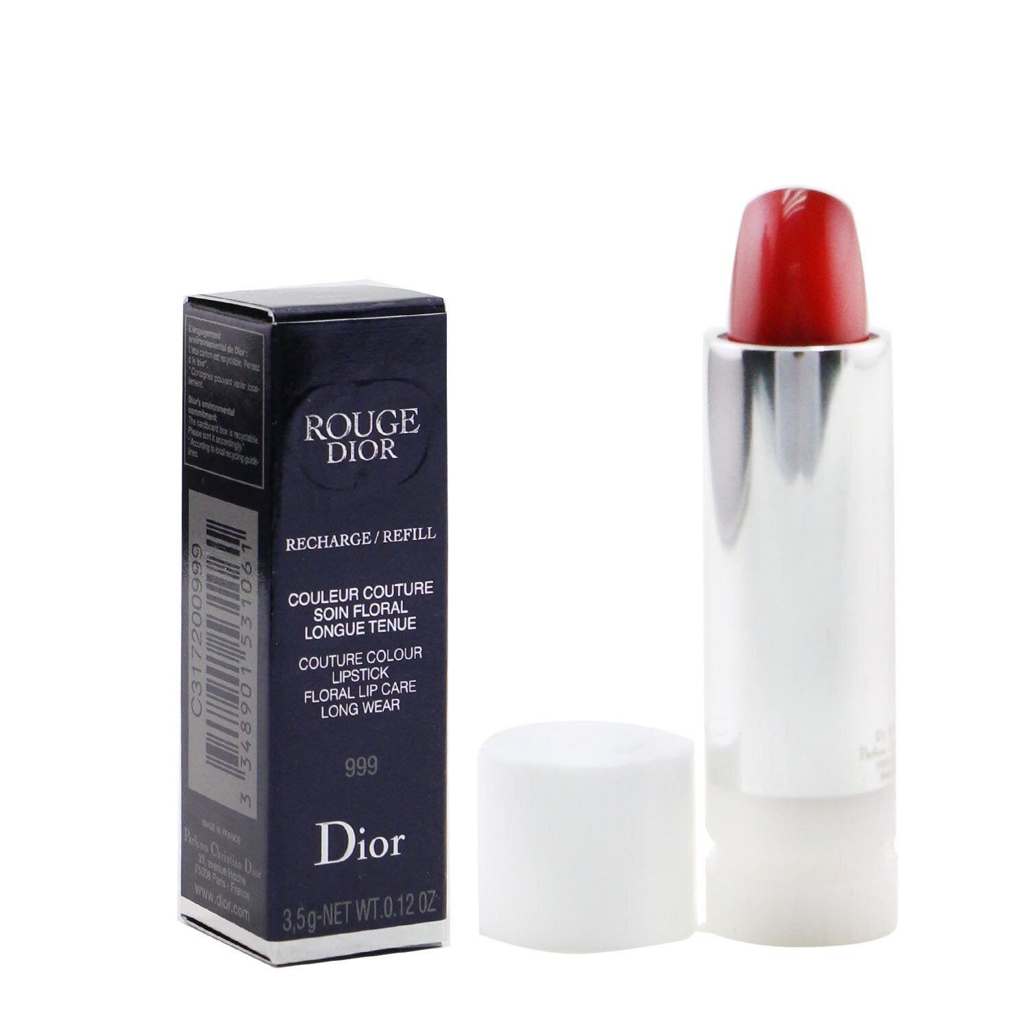 Christian Dior Rouge Dior Couture Colour Refillable Lipstick Refill - # 999 (Satin)  3.5g/0.12oz