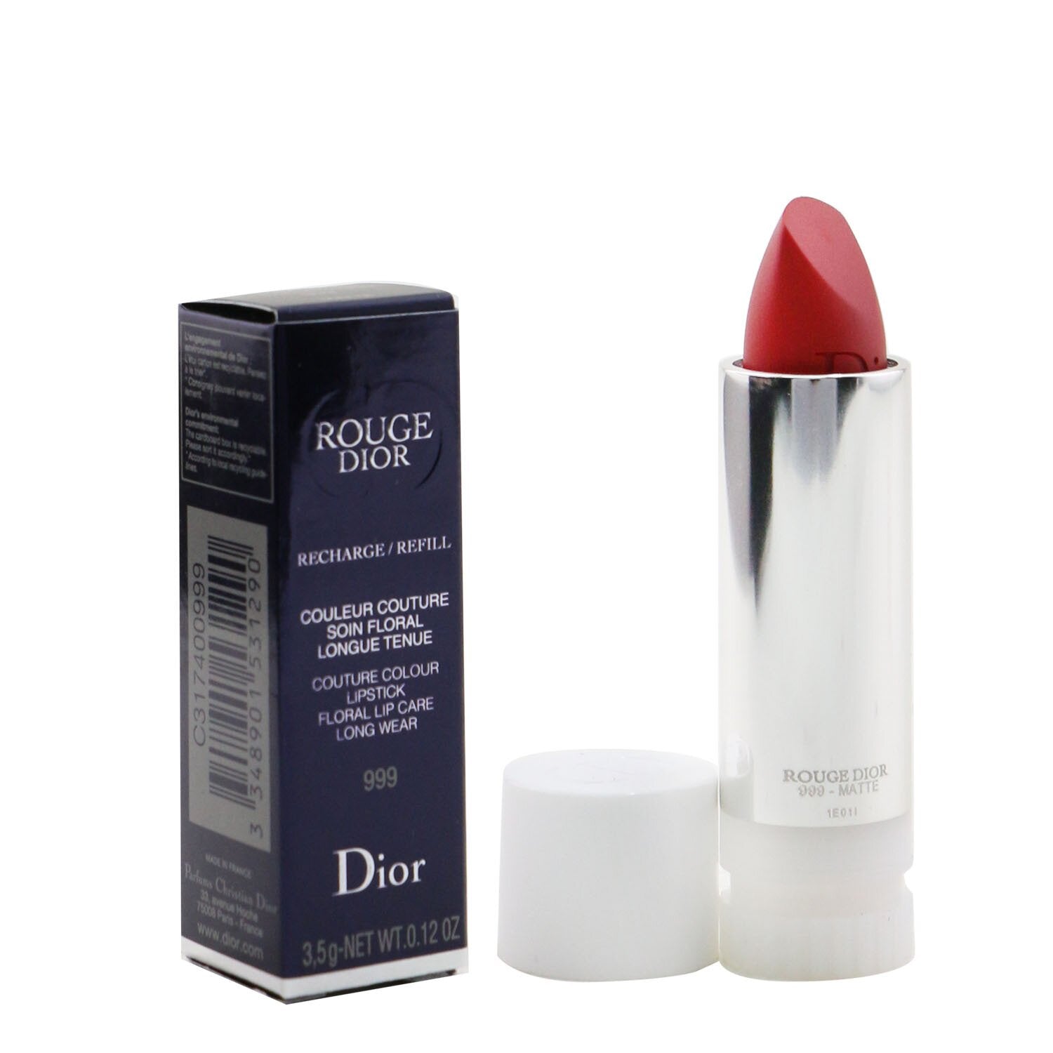 Christian Dior Rouge Dior Couture Colour Refillable Lipstick Refill - # 999 (Matte)  3.5g/0.12oz