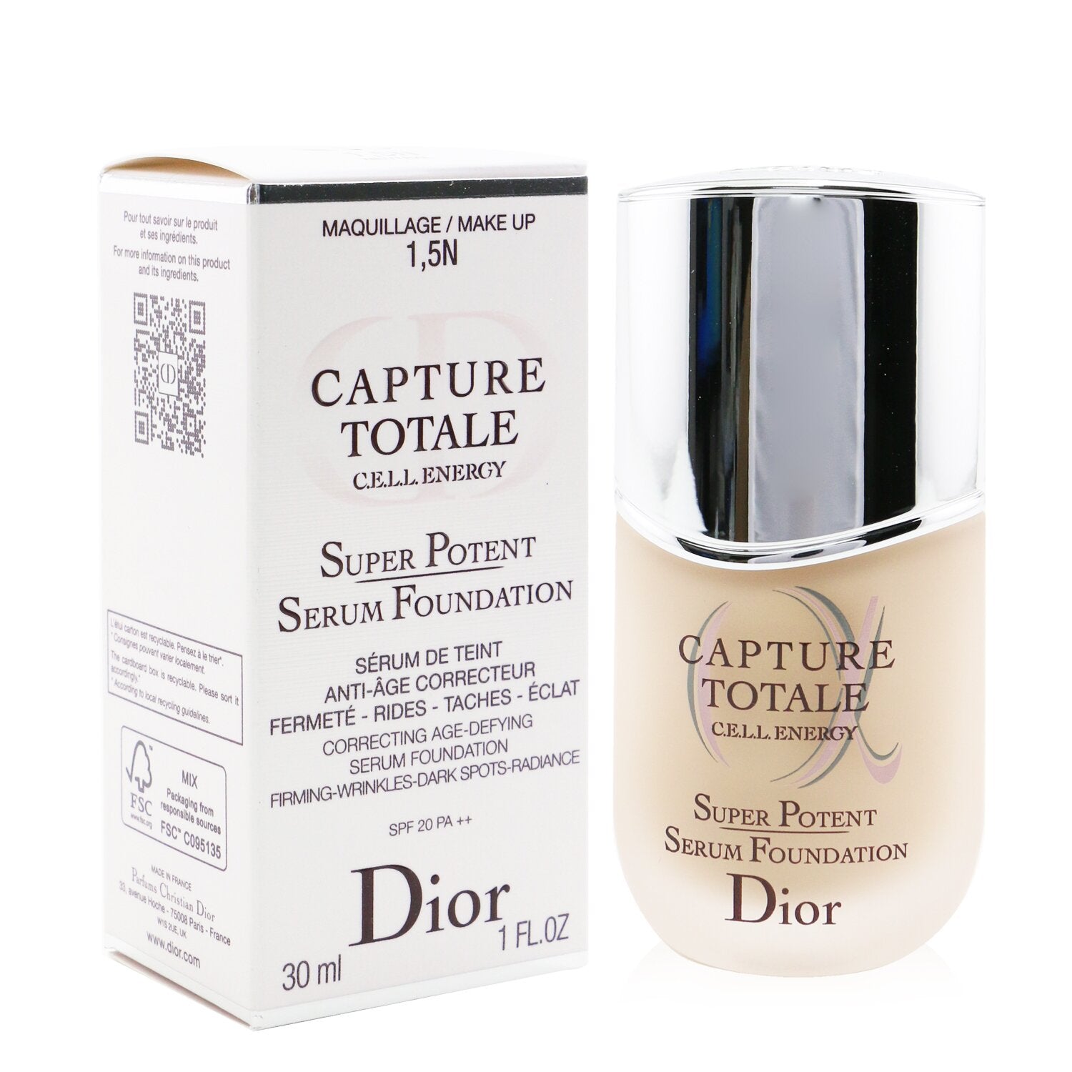 Christian Dior Capture Totale C.E.L.L. Energy Super Potent Serum Foundation SPF 20 - # 1.5N Neutral  30ml/1oz