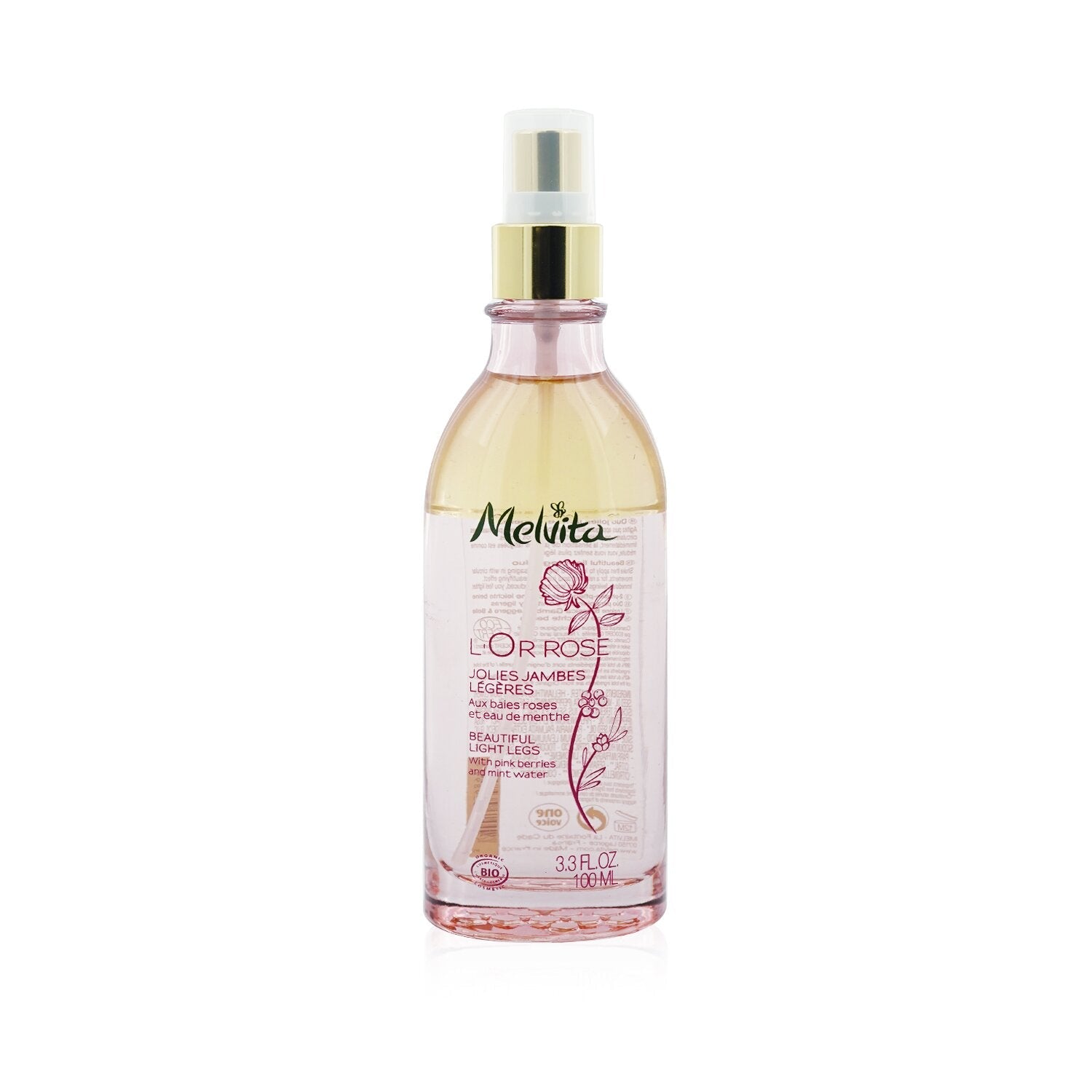 Melvita L'Or Rose Beautiful Light Legs With Pink Beries & Mint Water  100ml/3.3oz