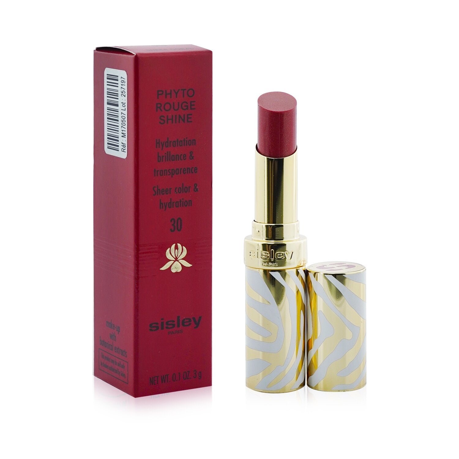 Sisley Phyto Rouge Shine Hydrating Glossy Lipstick - # 30 Sheer Coral  3g/0.1oz