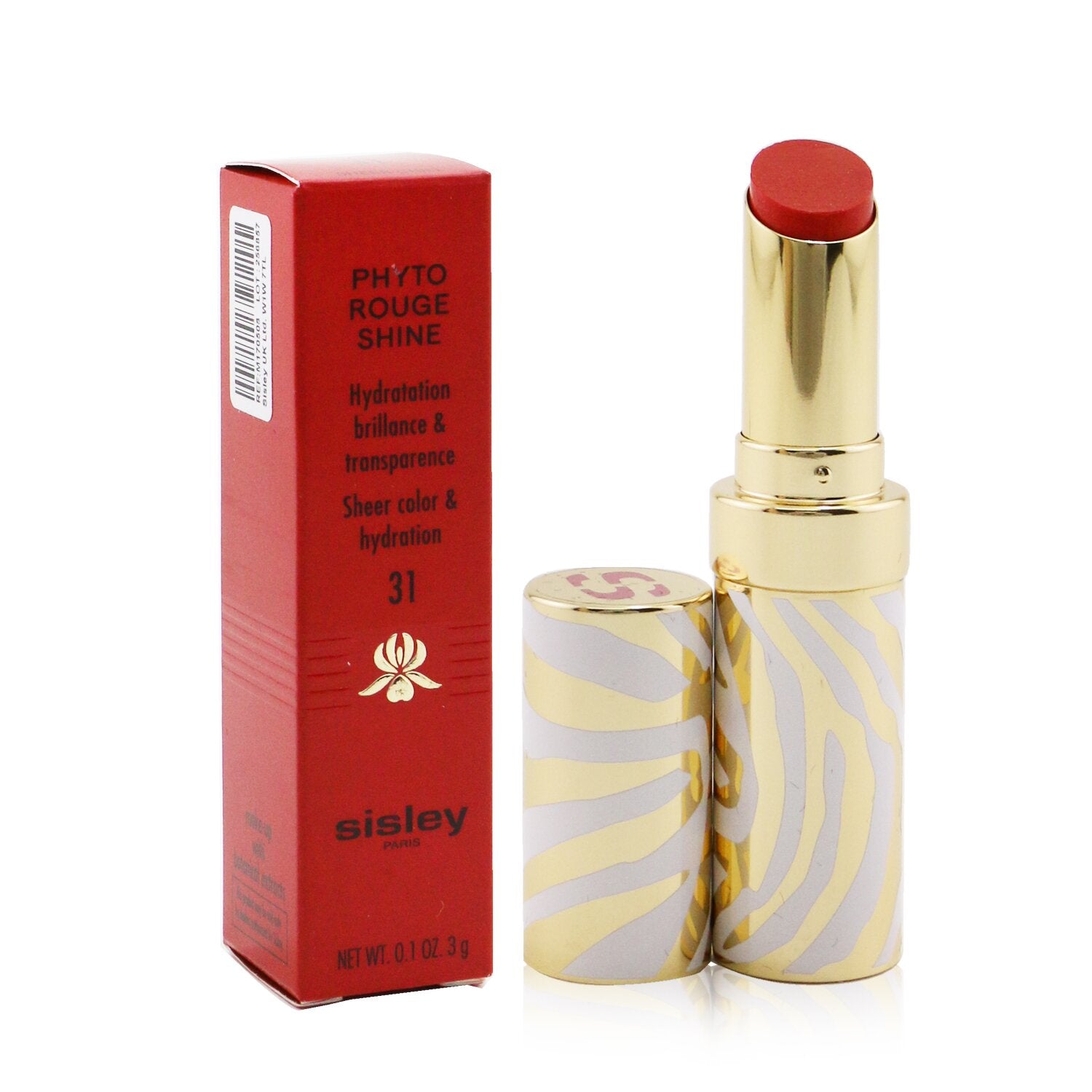 Sisley Phyto Rouge Shine Hydrating Glossy Lipstick - # 31 Sheer Chili  3g/0.1oz