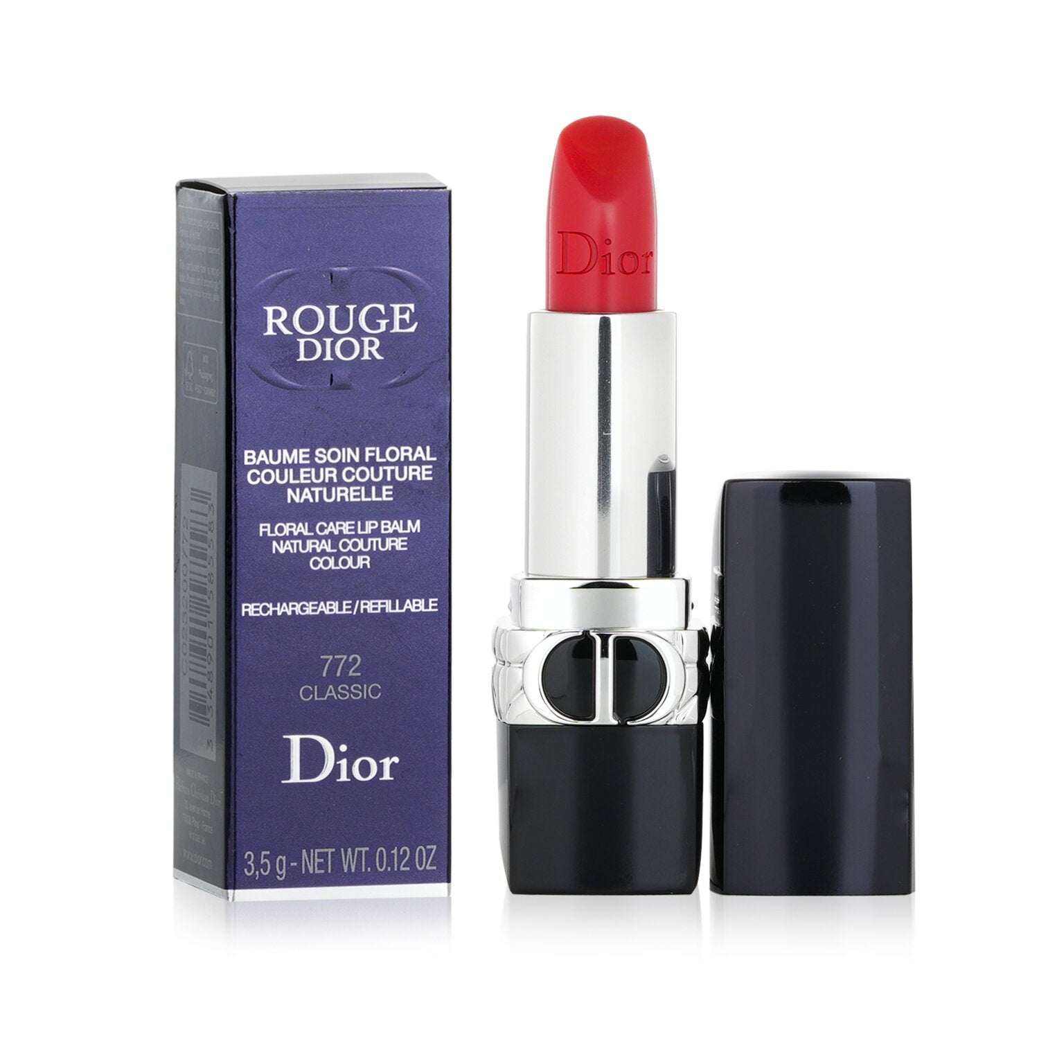 Christian Dior Rouge Dior Floral Care Refillable Lip Balm - # 772 Classic (Satin Balm)  3.5g/0.12oz