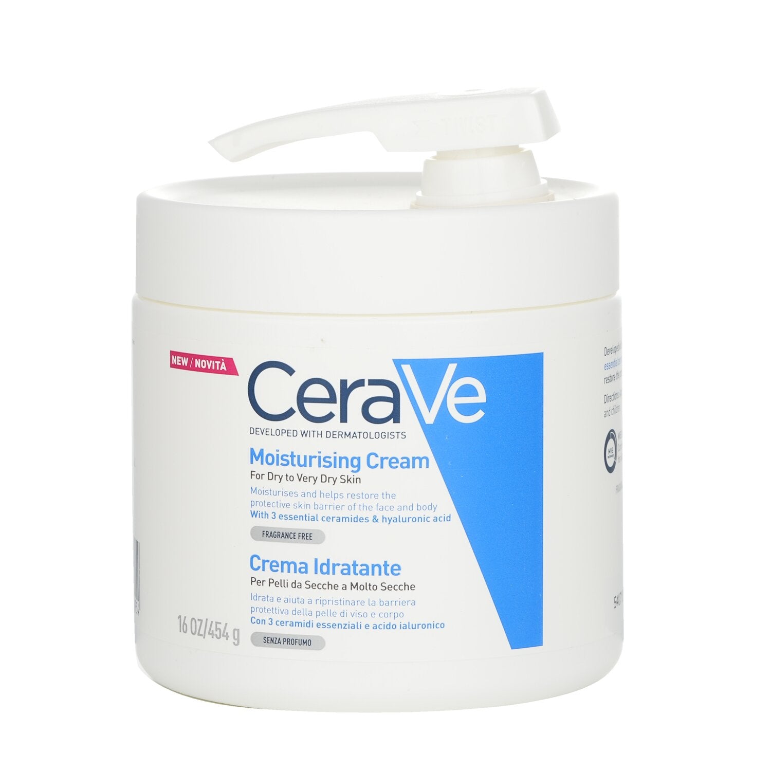 CeraVe Moisturising Cream For Dry to Very Dry Skin (With Pump)  454g/16oz