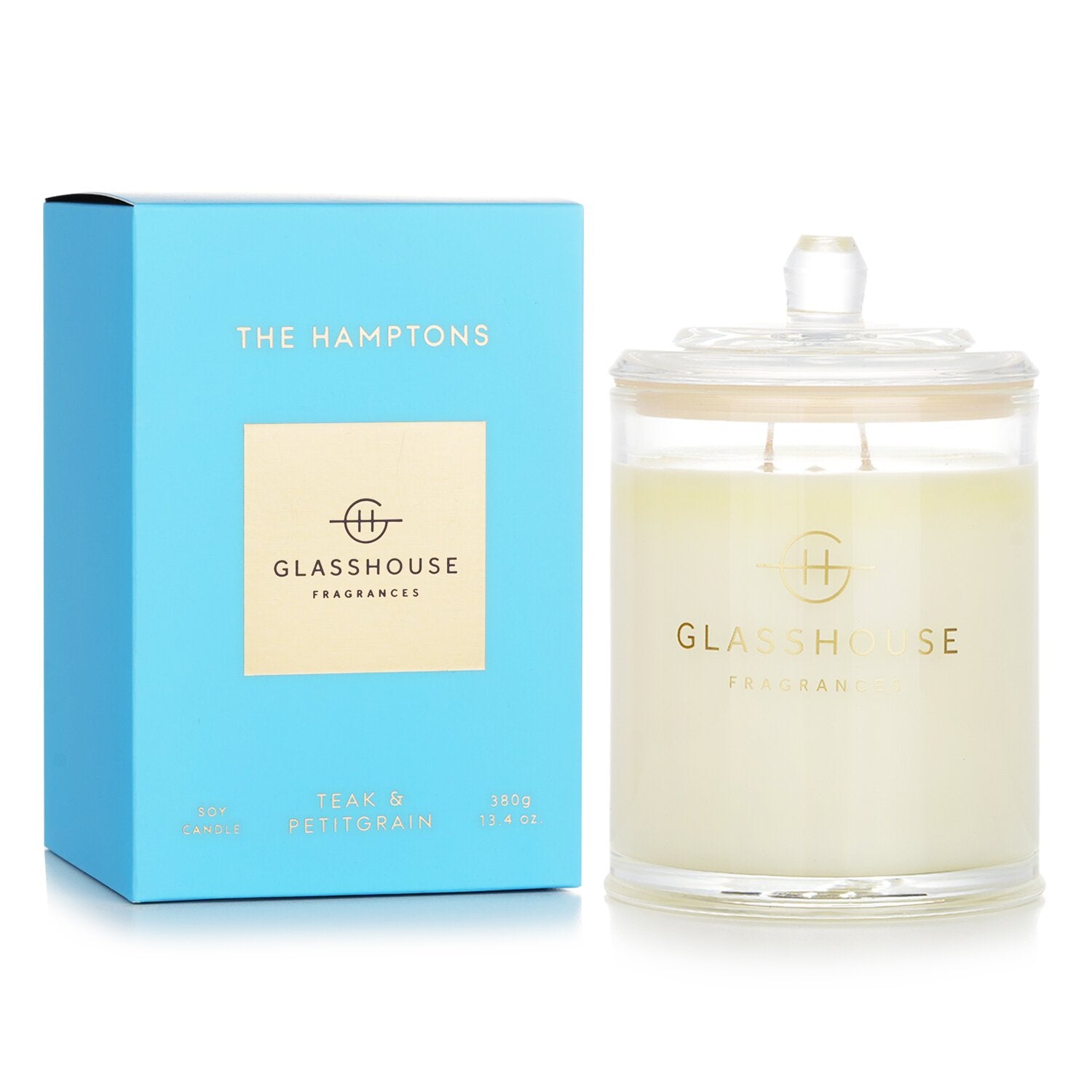 Glasshouse Triple Scented Soy Candle - The Hamptons (Teak & Petitgrain)  380g/13.4oz