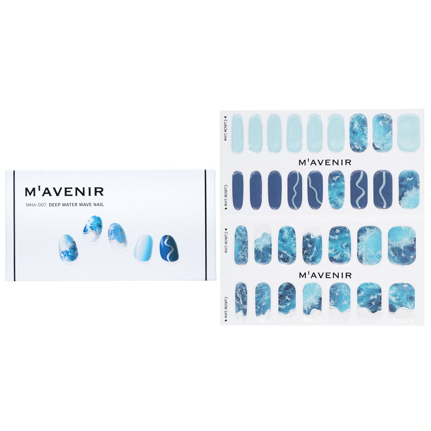 Mavenir Nail Sticker (Blue) - # Deep Water Wave Nail  32pcs