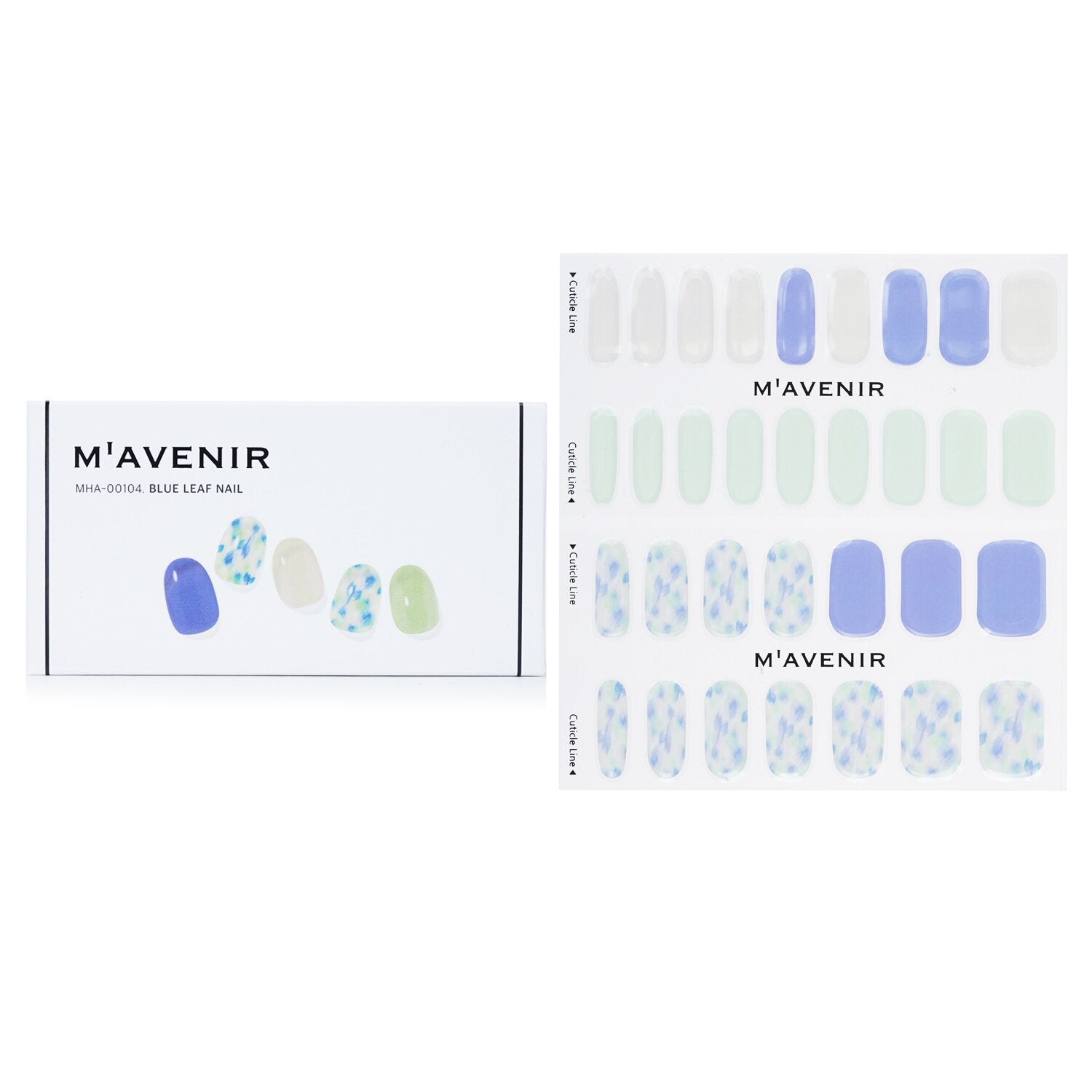 Mavenir Nail Sticker (Blue) - # Blue Leaf Nail  32pcs