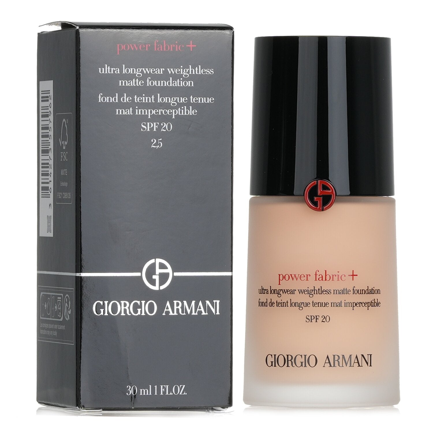 Giorgio Armani Power Fabric+ Ultra Longwear Weightless Matte Foundation SPF 20 - # 2.5  30ml/1oz