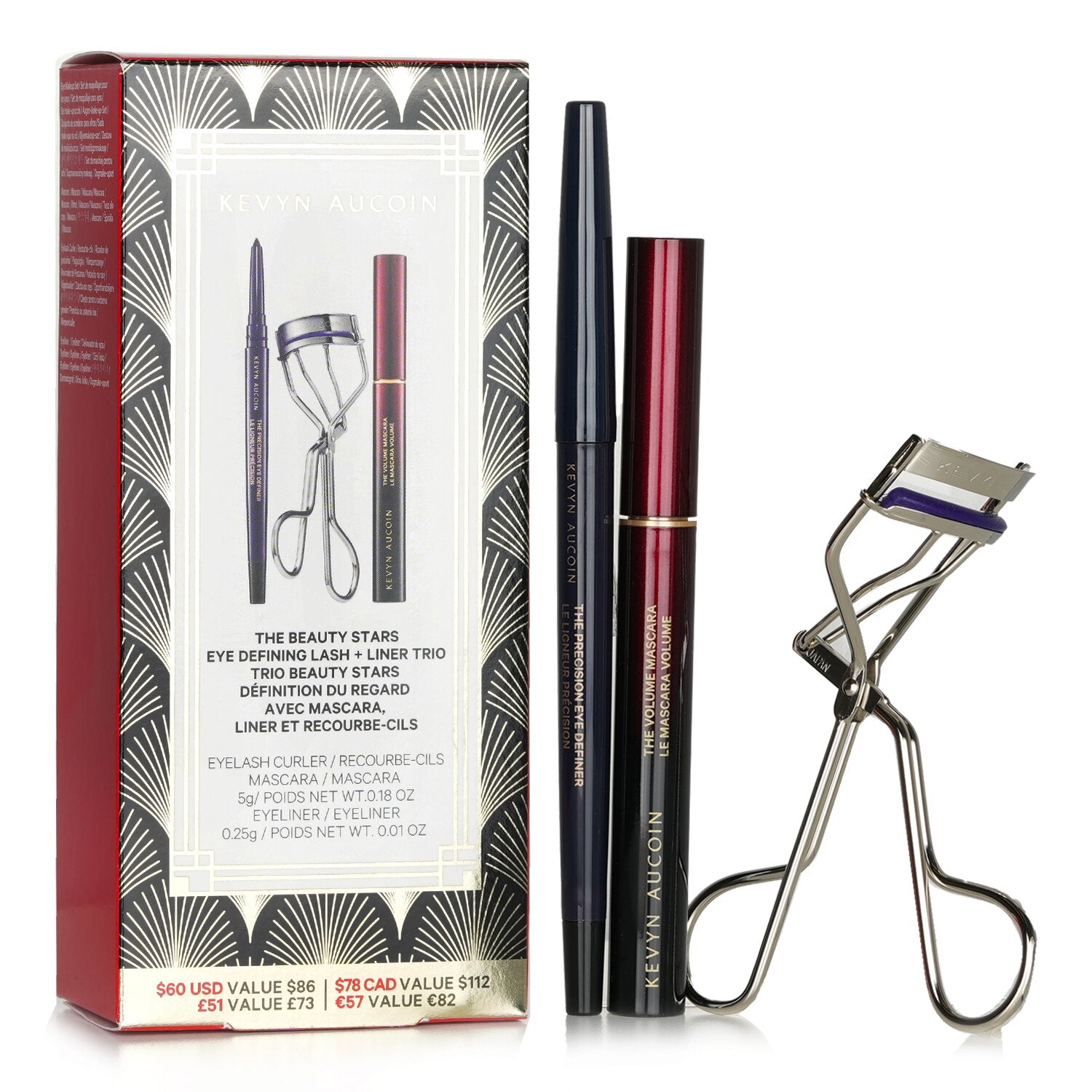 Kevyn Aucoin The Beauty Stars: Eye Defining Lash + Liner Trio: 1x Eyelash Curler + 1x Mascara + 1x Eyeliner  3pcs