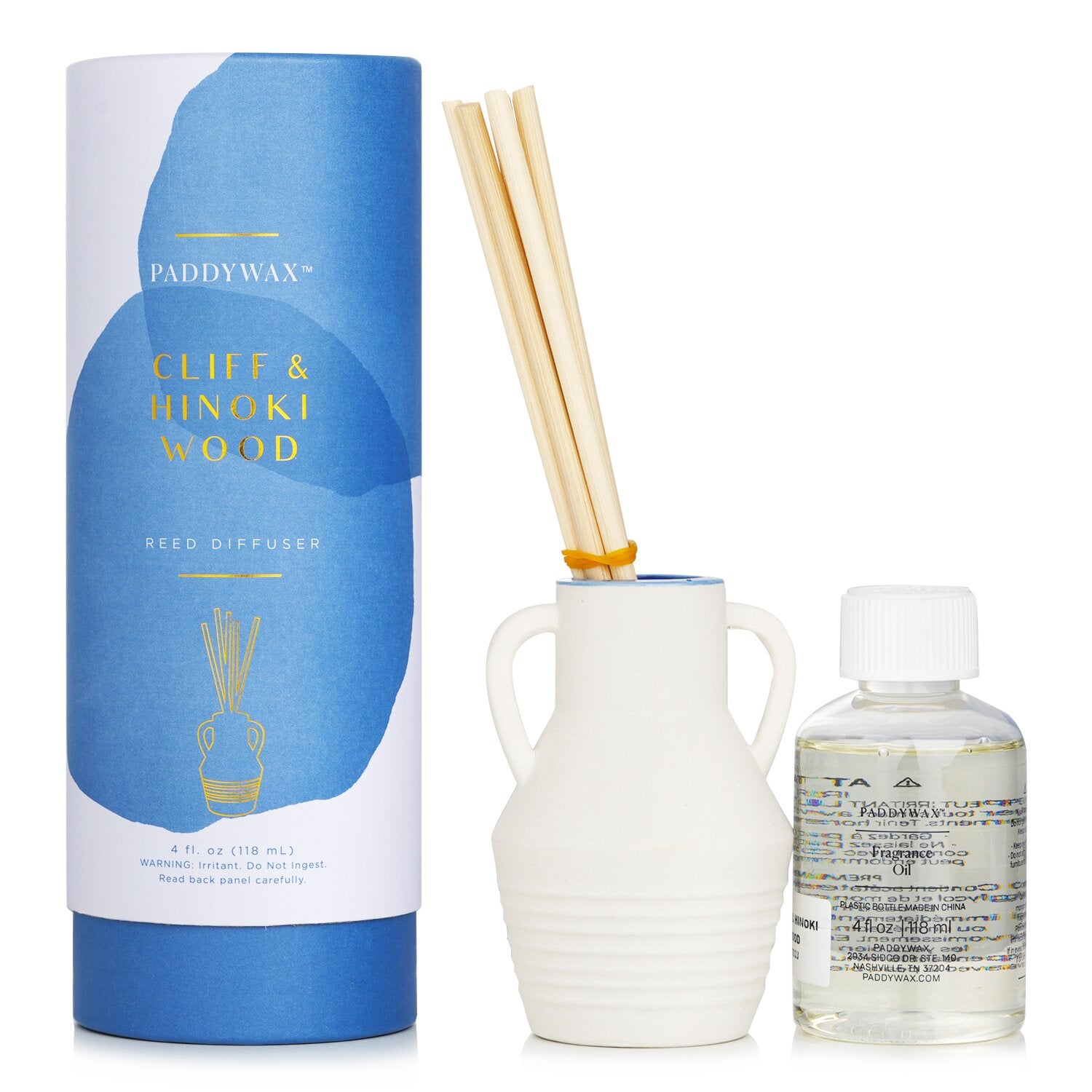 Paddywax Santorini Reed Diffuser - Cliff & Hinoki Wood  118ml/4oz