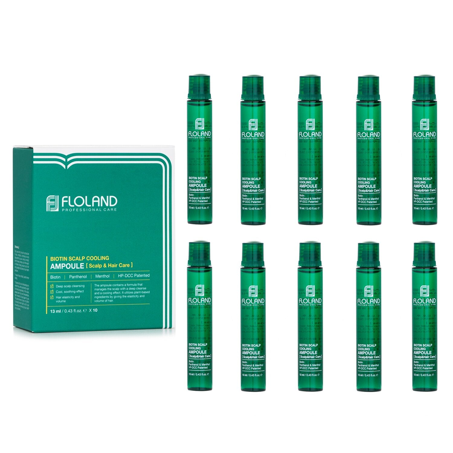 Floland Biotin Scalp Cooling Ampoule (For Scalp & Hair Care)  10x13ml/0.43oz