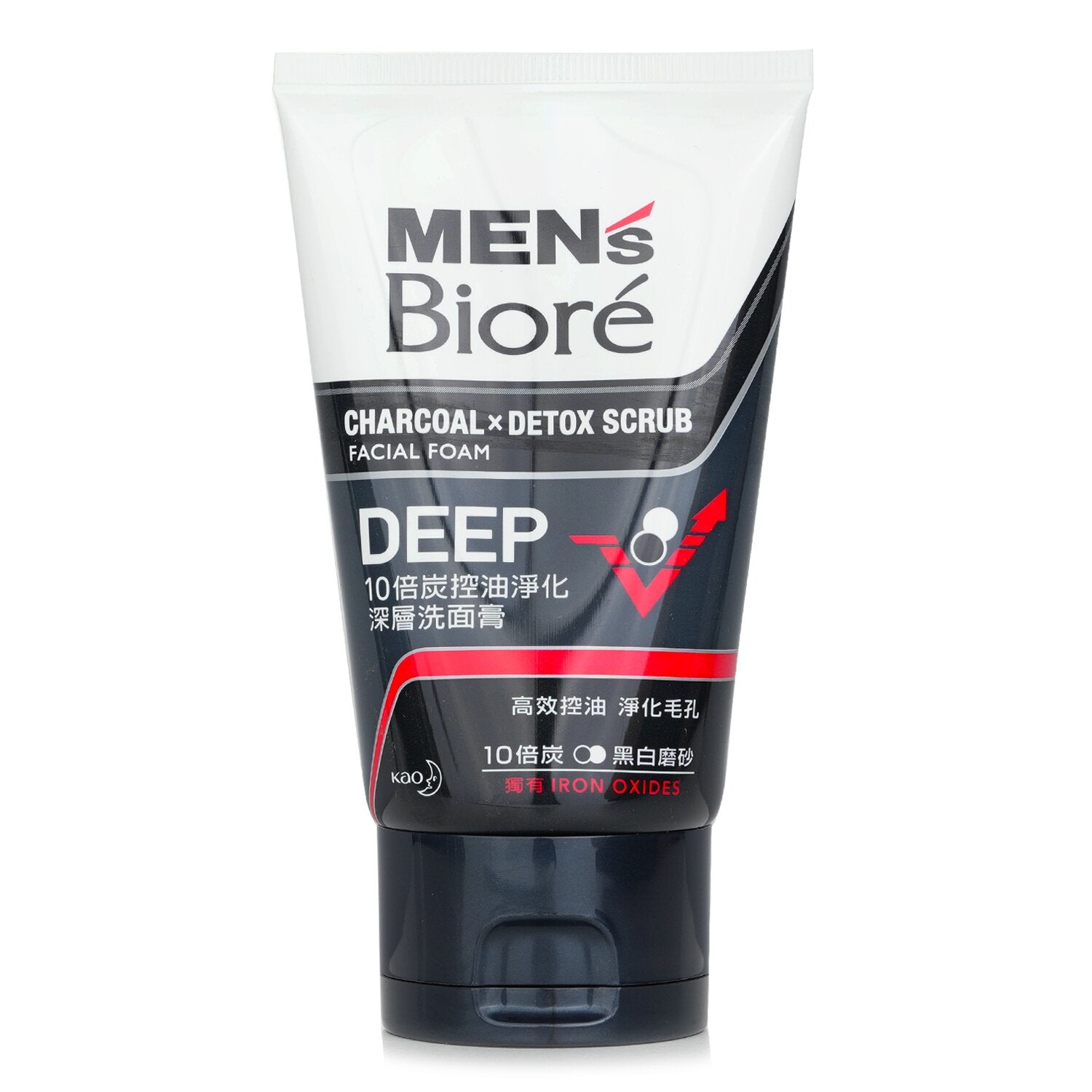 Biore Men's Charcoal x Detox Scrub Facial Foam Deep (with Iron Oxides)  100g