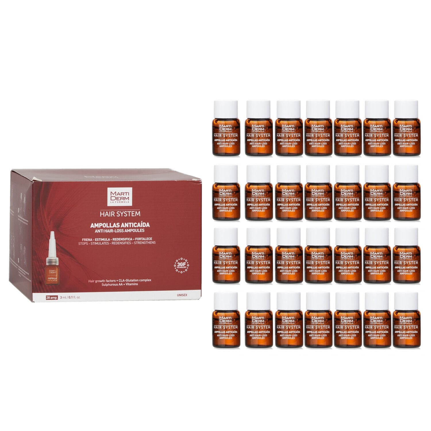 Martiderm Hair System Anti-Hair Lose Ampoules  28 Ampoulesx3ml