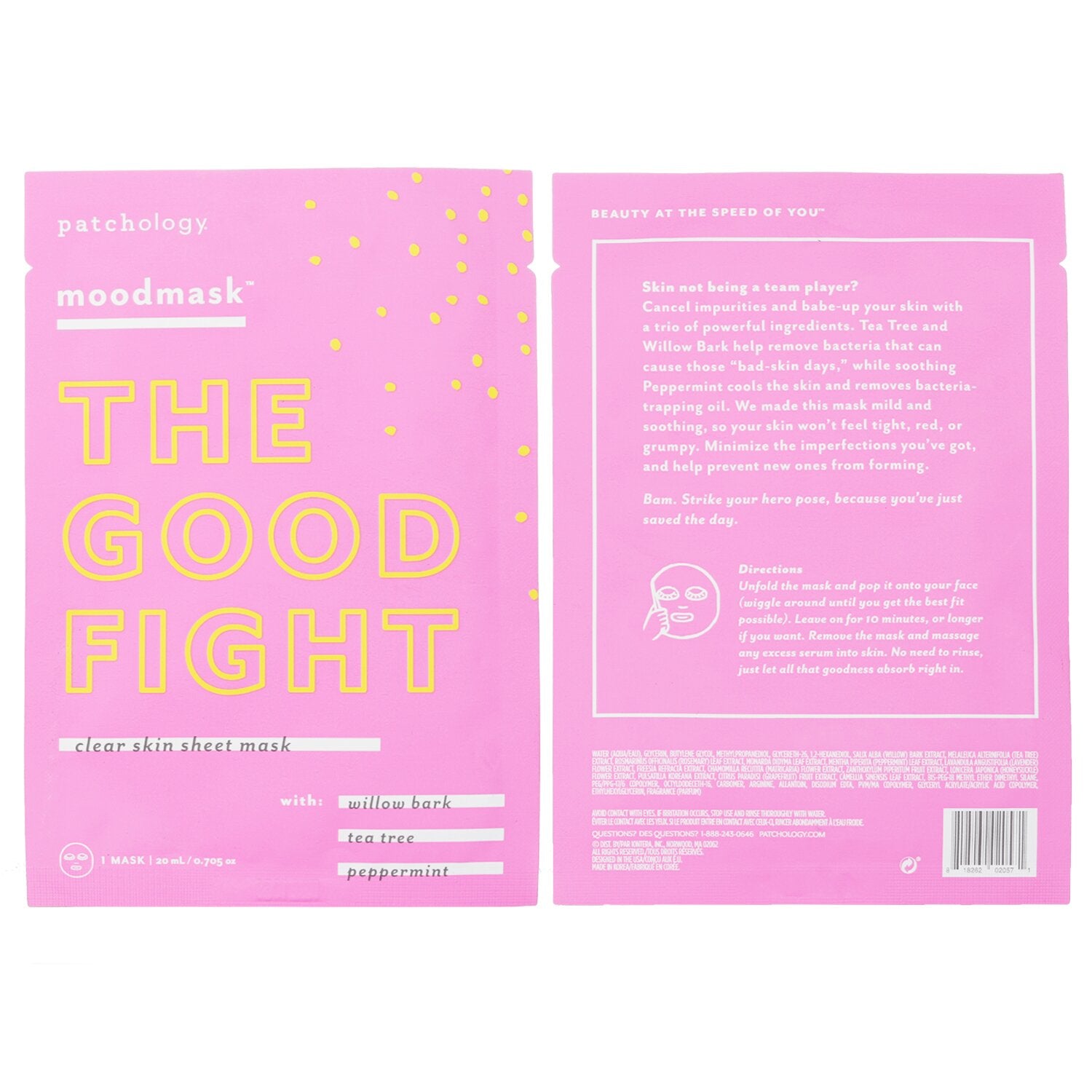 Patchology Moodmask The Good Fight Clear Skin Sheet Mask  20ml/0.705oz