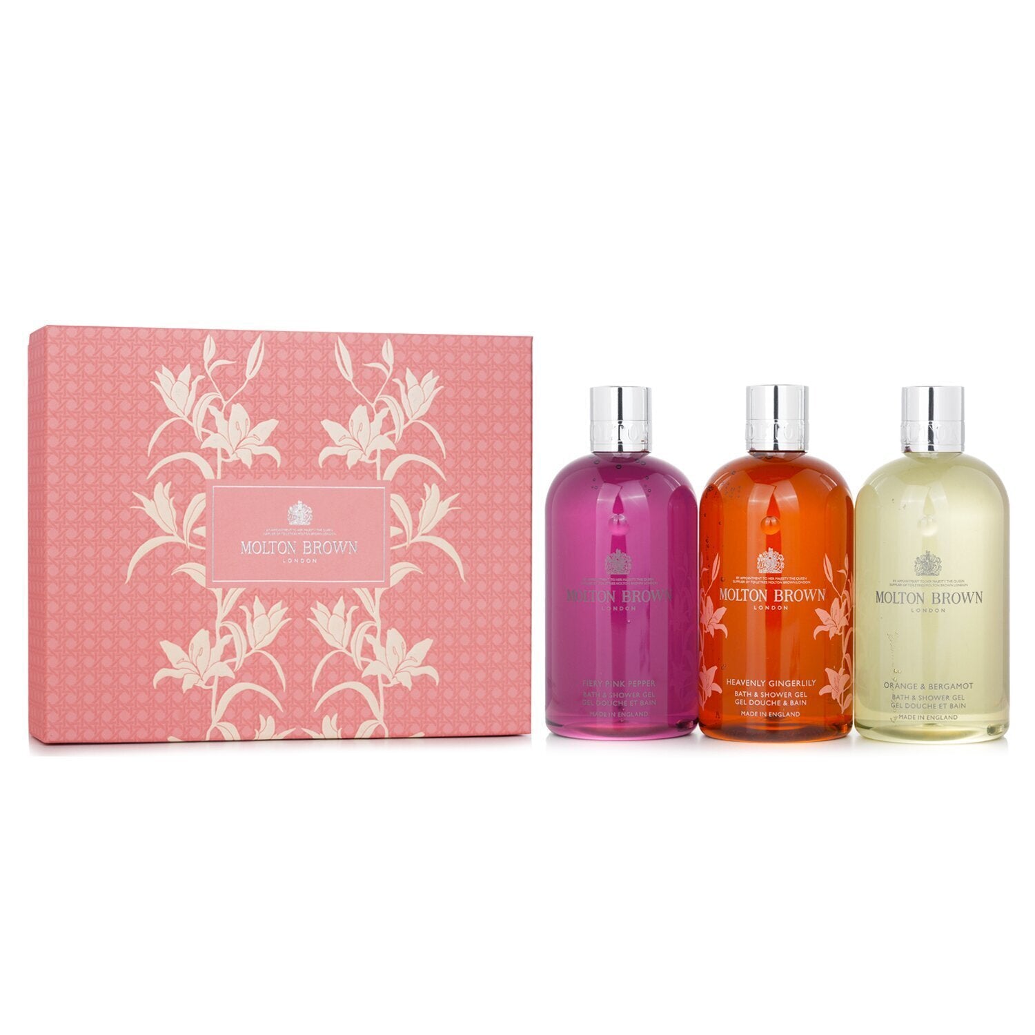 Molton Brown Floral & Citrus Bath&Shower Gel Set (Fiery Pink Pepper-300ml&Ltd.Ed.Heavenly Gingerlily-300ml&Orange and Bergamot-300ml)  3x300ml/10oz