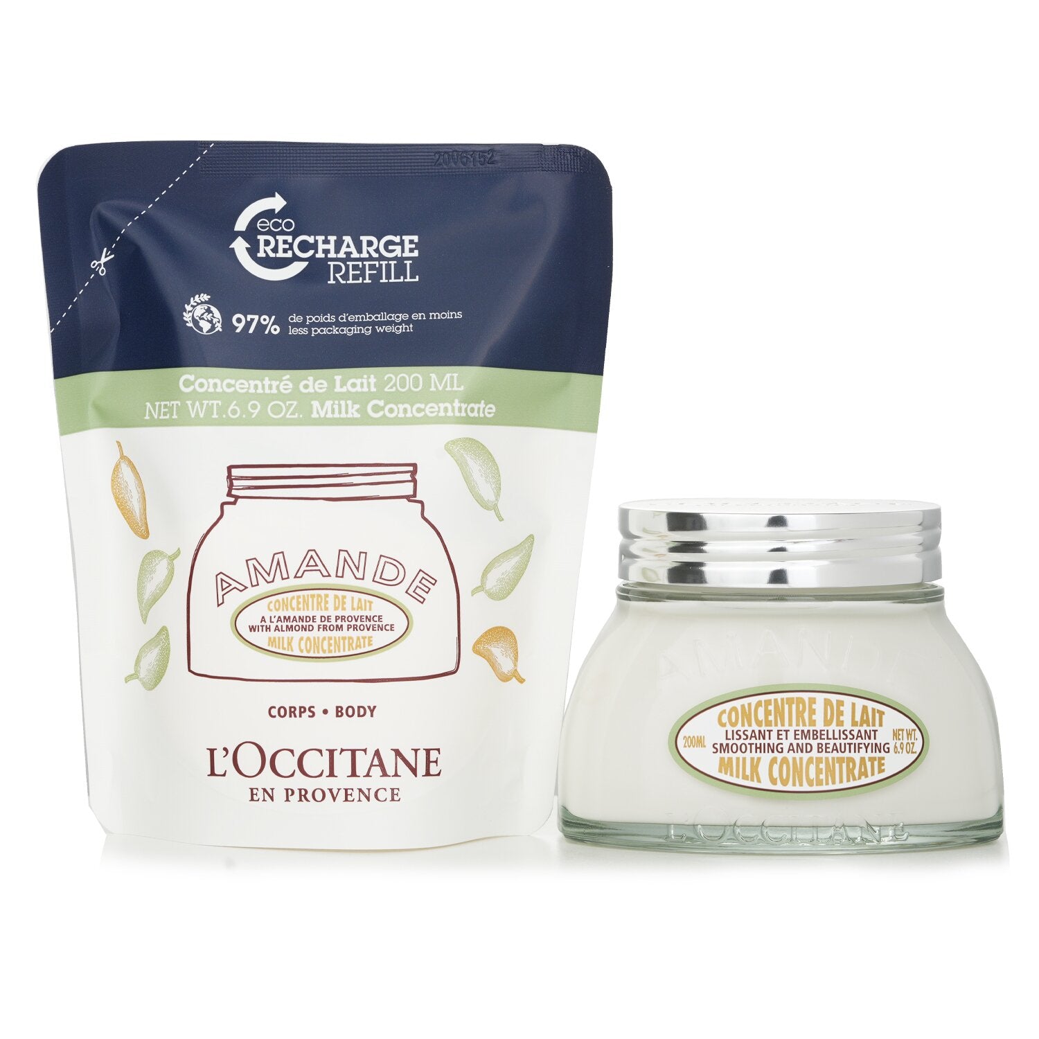 L'Occitane Almond Duo Milk Concentrate & Eco-Refill Collection  200mlx2