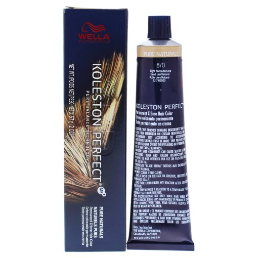 8/0 Light Blonde Natural - Wella Koleston Perfect Permanent Creme Haircolor 2 oz