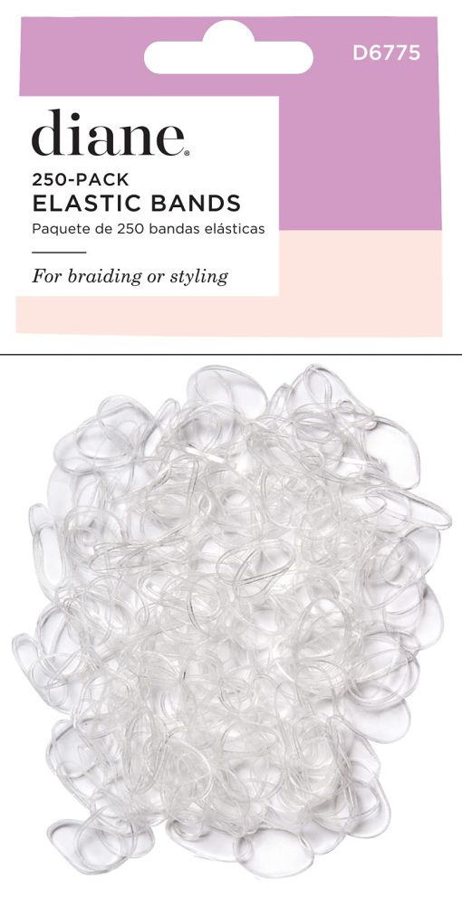 Diane Clear Elastic Bands 250 Pack | For Braiding Or Styling | D6775