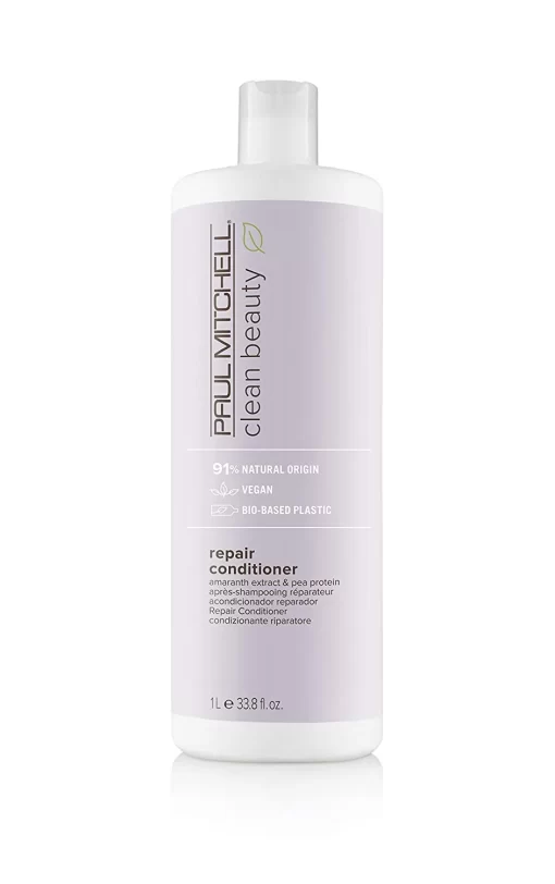 Paul Mitchell Clean Beauty Repair Conditioner Liter | Amaranth Extract & Pea Protein | 91% Natural Origin | Vegan | Bio-Based Plastic