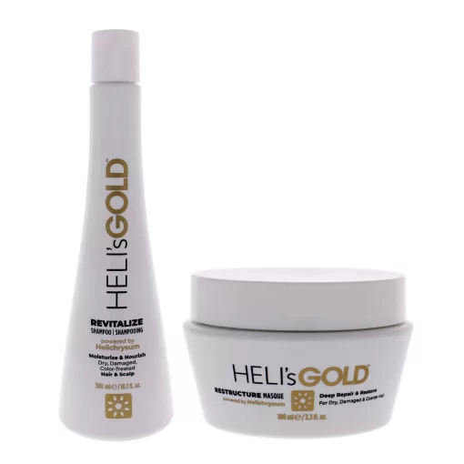 The Revival Series Kit by Helis Gold for Unisex - 2 Pc Pc Kit 10.1oz Revitalize Shampoo, 3.3oz Restructure Masque