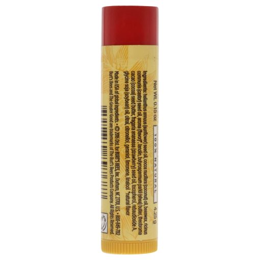 Strawberry Moisturizing Lip Balm by Burts Bees for Unisex - 0.15 oz Lip Balm