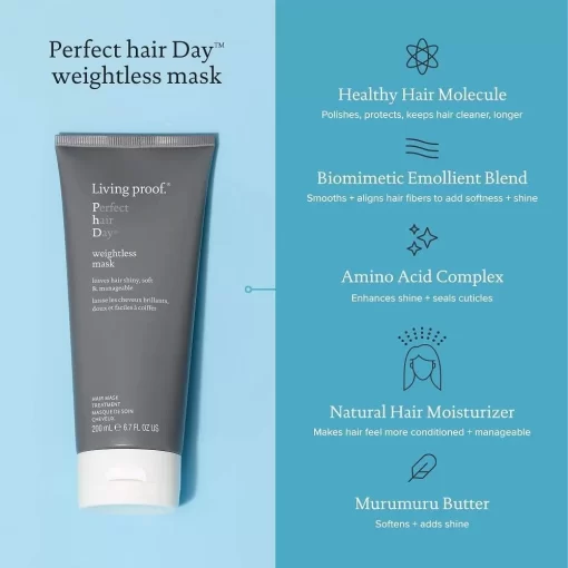 Perfect Hair Day Weightless Mask by Living Proof for Unisex - 6.7 oz Mask