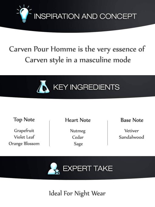 Carven Pour Homme by Carven for Men - 3.33 oz EDT Spray