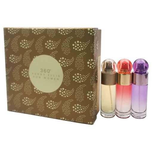 360 by Perry Ellis for Women - 3 Pc Gift Set 1oz EDT Spray, 1oz Coral EDP Spray, 1oz Purple EDP Spray