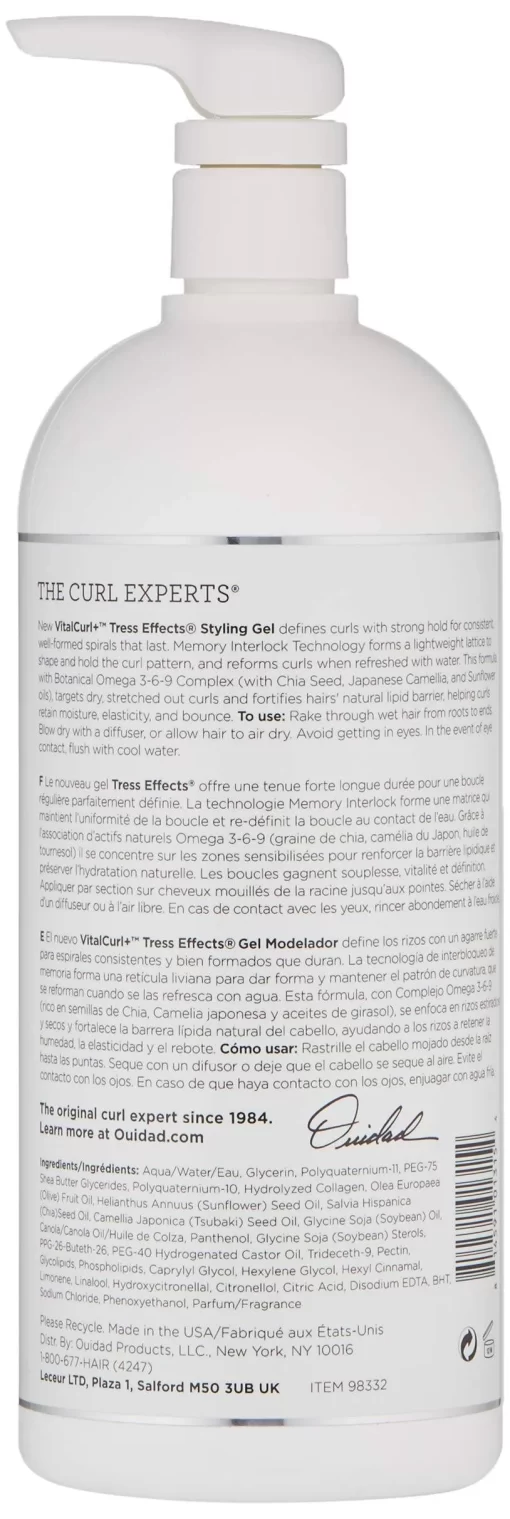 VitalCurl Plus Tress Effects Styling Gel by Ouidad for Unisex - 33.8 oz Gel