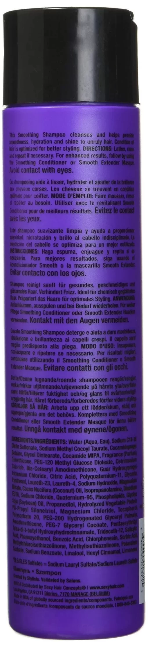 Smooth Sexy Hair Sulfate-Free Smoothing Shampoo by Sexy Hair for Unisex - 10.1 oz Shampoo