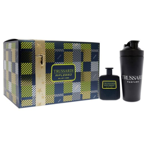 Riflesso Blue Vibe by Trussardi for Men - 2 Pc Gift Set 3.4 oz EDT Spray, Sport Bottle