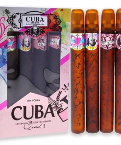 Cuba Quad I by Cuba for Women - 4 Pc Gift Set 1.17oz Cuba Heartbreak EDP Spray, 1.17oz Cuba La Vida EDP Spray, 1.17oz Cuba Victory EDP Spray, 1.17oz Cuba VIP EDP Spray