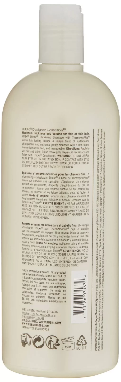 Thickr Thickening Shampoo by Rusk for Unisex - 33.8 oz Shampoo