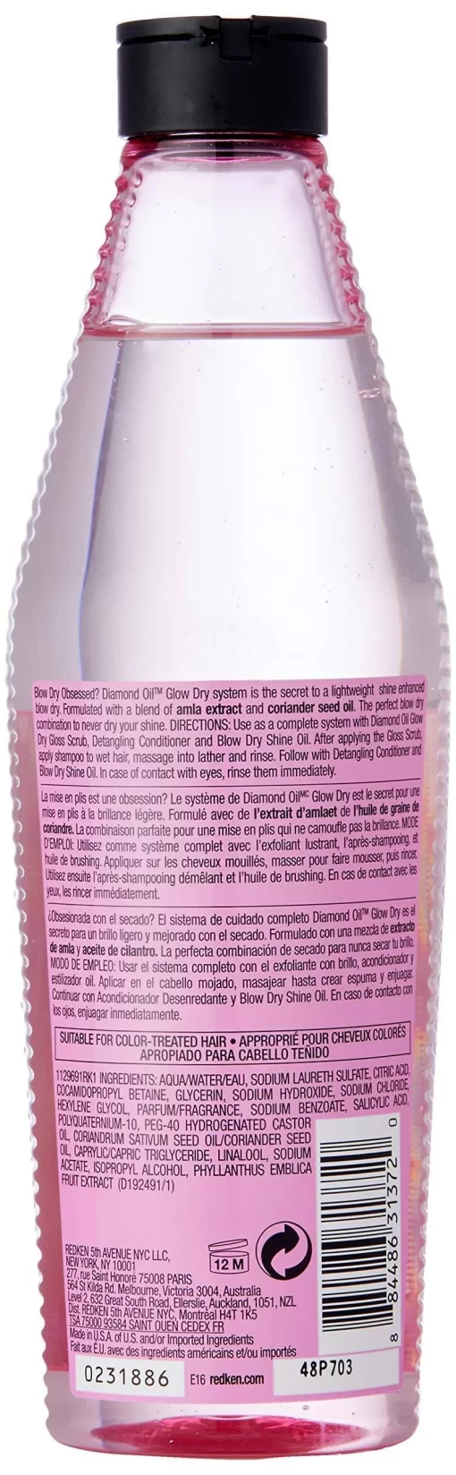 Diamond Oil Glow Dry Gloss Shampoo by Redken for Unisex - 10.1 oz Shampoo