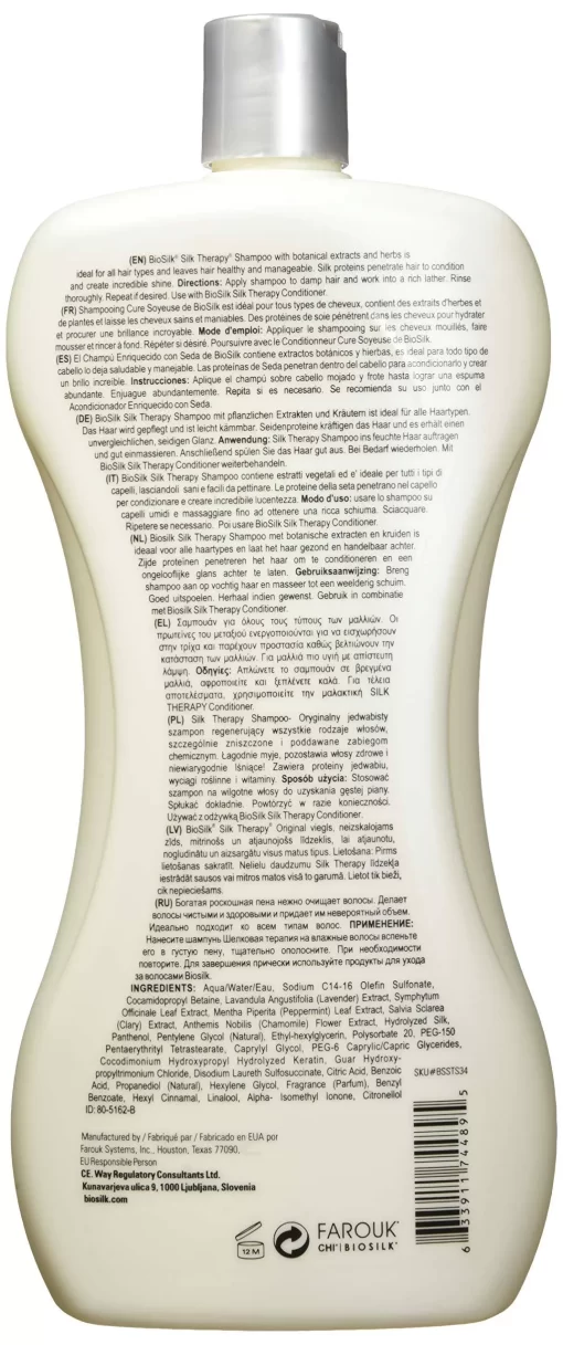 Silk Therapy Shampoo by Biosilk for Unisex - 34 oz Shampoo