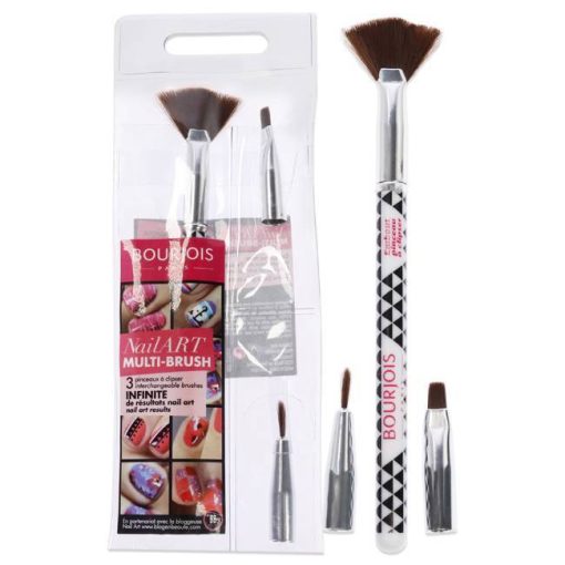 Multi-Brush Nail Art Set by Bourjois for Women - 3 Pc Fan Brush, Shader Brush, Liner Brush