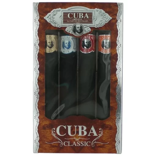 Cuba Classic By Cuba, 4 Piece Gift Set For Men With Orange, Red, Blue & Gold