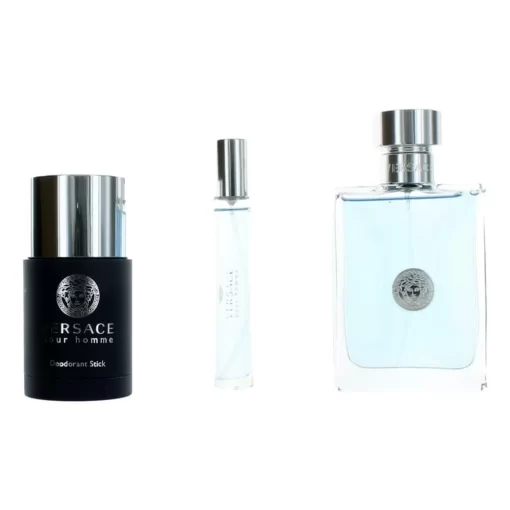 Versace Pour Homme By Versace, 3 Piece Gift Set For Men With Deodorant Stick